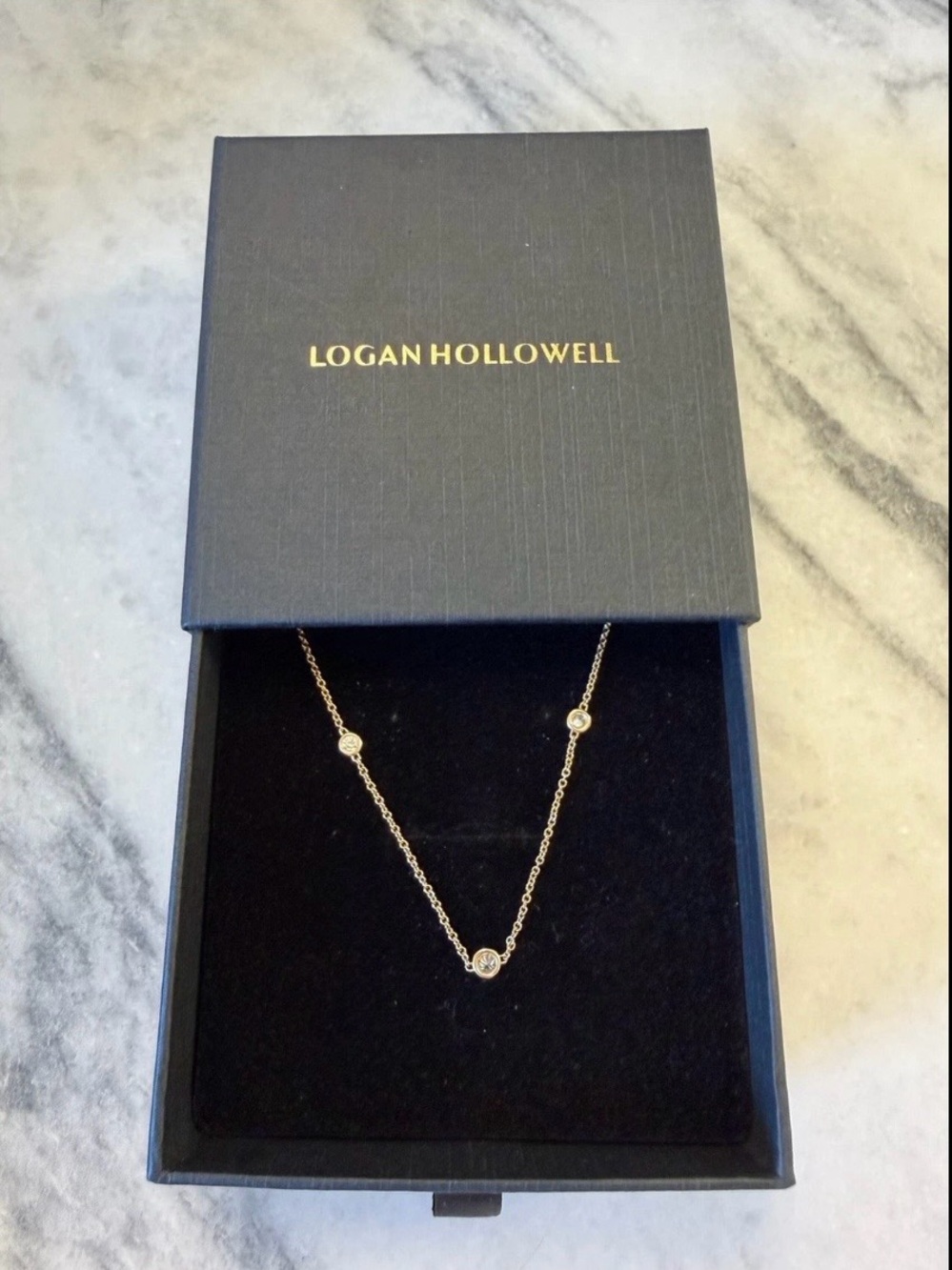 Logan Hollowell 14k Gold 5 Diamond Orbit Chocker Necklace